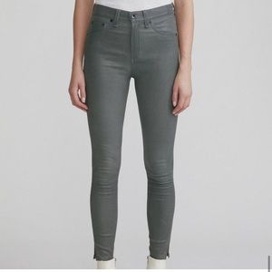 Rag & Bone High Waisted Green Genuine Leather Skinny Pants